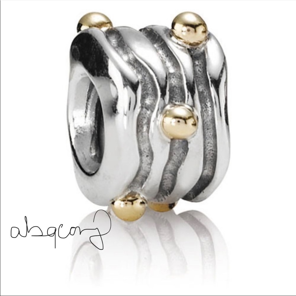 EUC Pandora 790167 Sterling Silver w/ 14k Yellow Gold Balls Charm